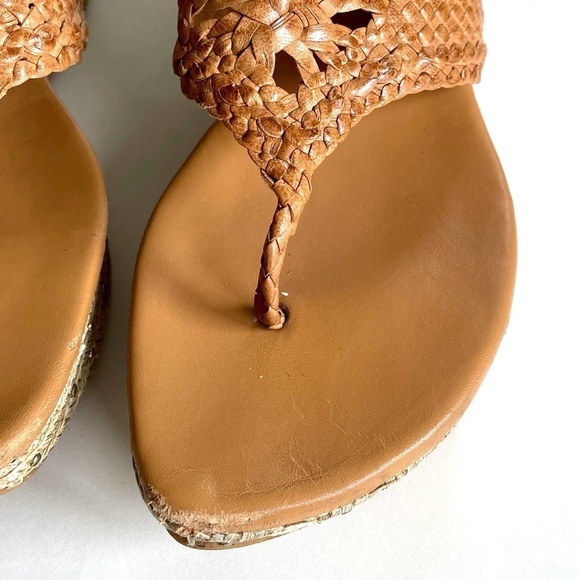 Stuart Weitzman Woven Tan Platform Studded Wedge Espadrille Sandals 6.5 - Picture 8 of 10